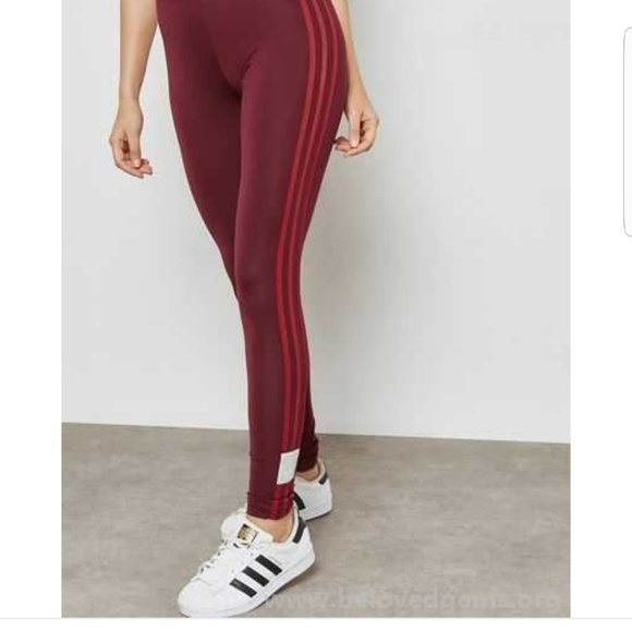 womens burgundy adidas leggings